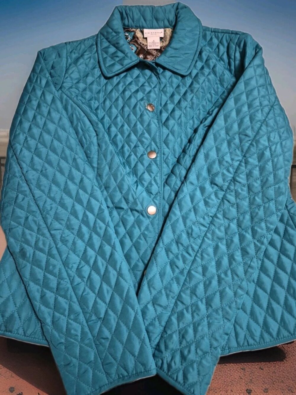 Women's Kim Rogers Snap Closure Teal Quilted Puff Jacket S Petite